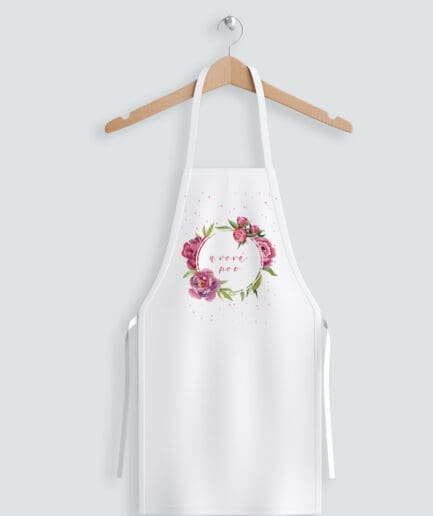 Ποδιά νονάς με θέμα στεφανάκι με λουλούδια